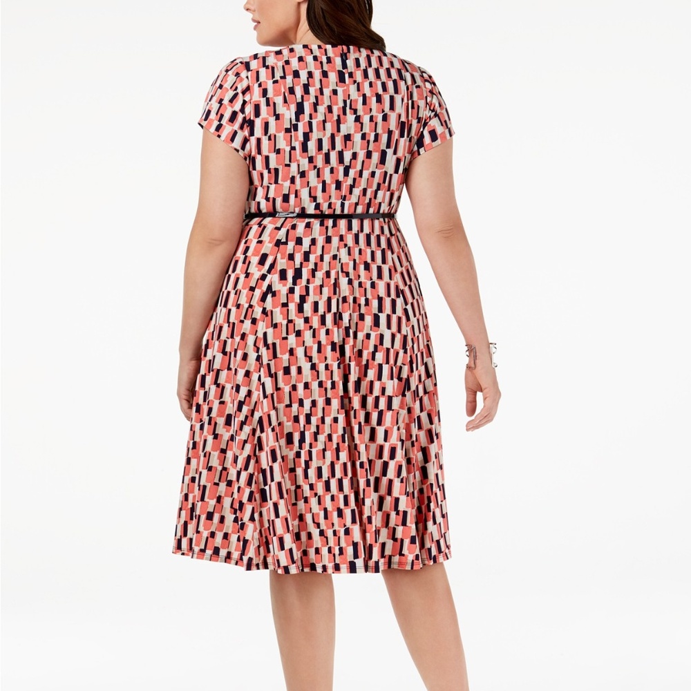 Jessica Howard Pink and Black Geometric Midi Dress - Picture 2 of 3